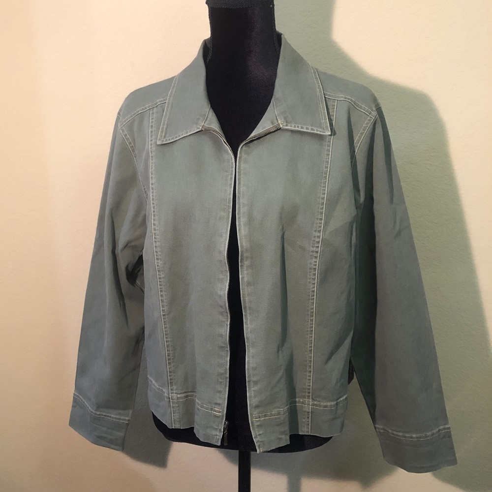 Kate Landry Olive Denim Jacket Size Large